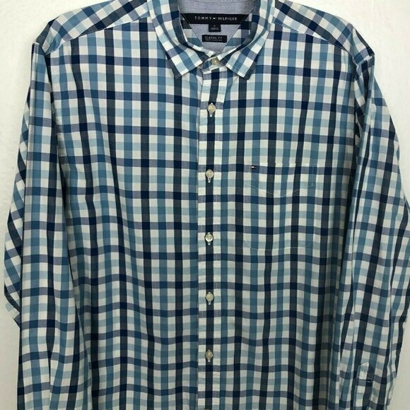 TOMMY HILFIGER Classic Fit Checkered Shirt - Collegiate Core - Picture 1 of 8